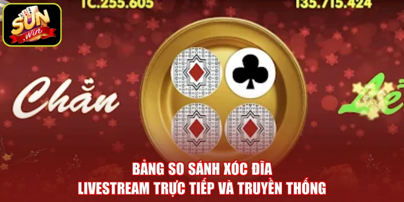 Bảng so sánh xóc đĩa Livestream trực tiếp và truyền thống
