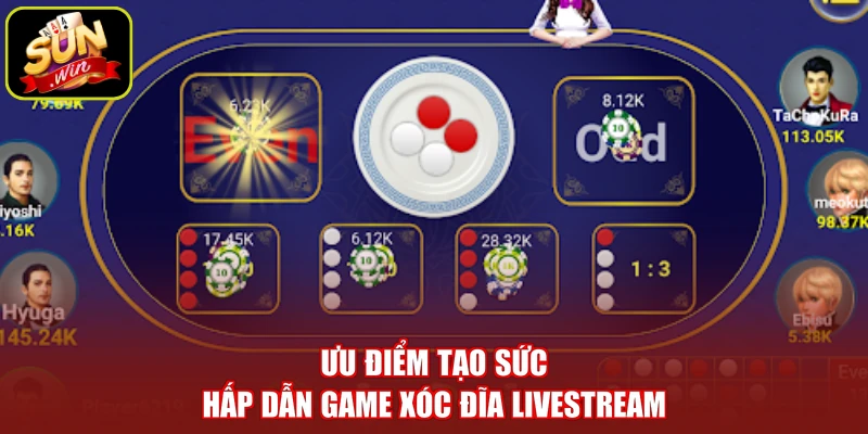 Ưu điểm tạo sức hấp dẫn game xóc đĩa Livestream 